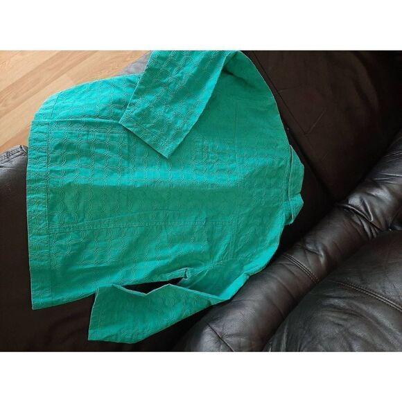 Medium Petite Lifestyle Blue Green Jacket Shirt Button Front - Picture 3 of 3